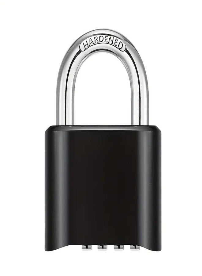 Jukusa Heavy Duty 4-Digit Combination Steel Padlock | Hardened Steel Shackle Weatherproof Security Lock | Sun & Water Resistant Lock for Gates, Locker, Shed & Storage (Black) - Image 1
